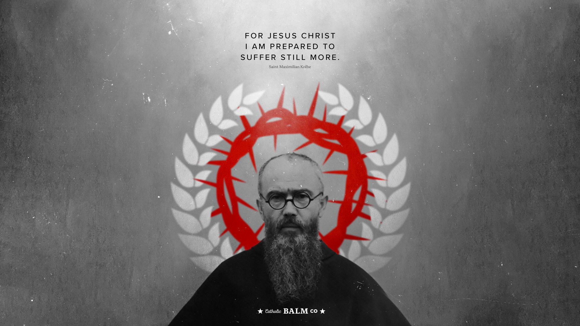 St Maximilian Kolbe Two Crowns Wallpaper – Catholic Balm Co
